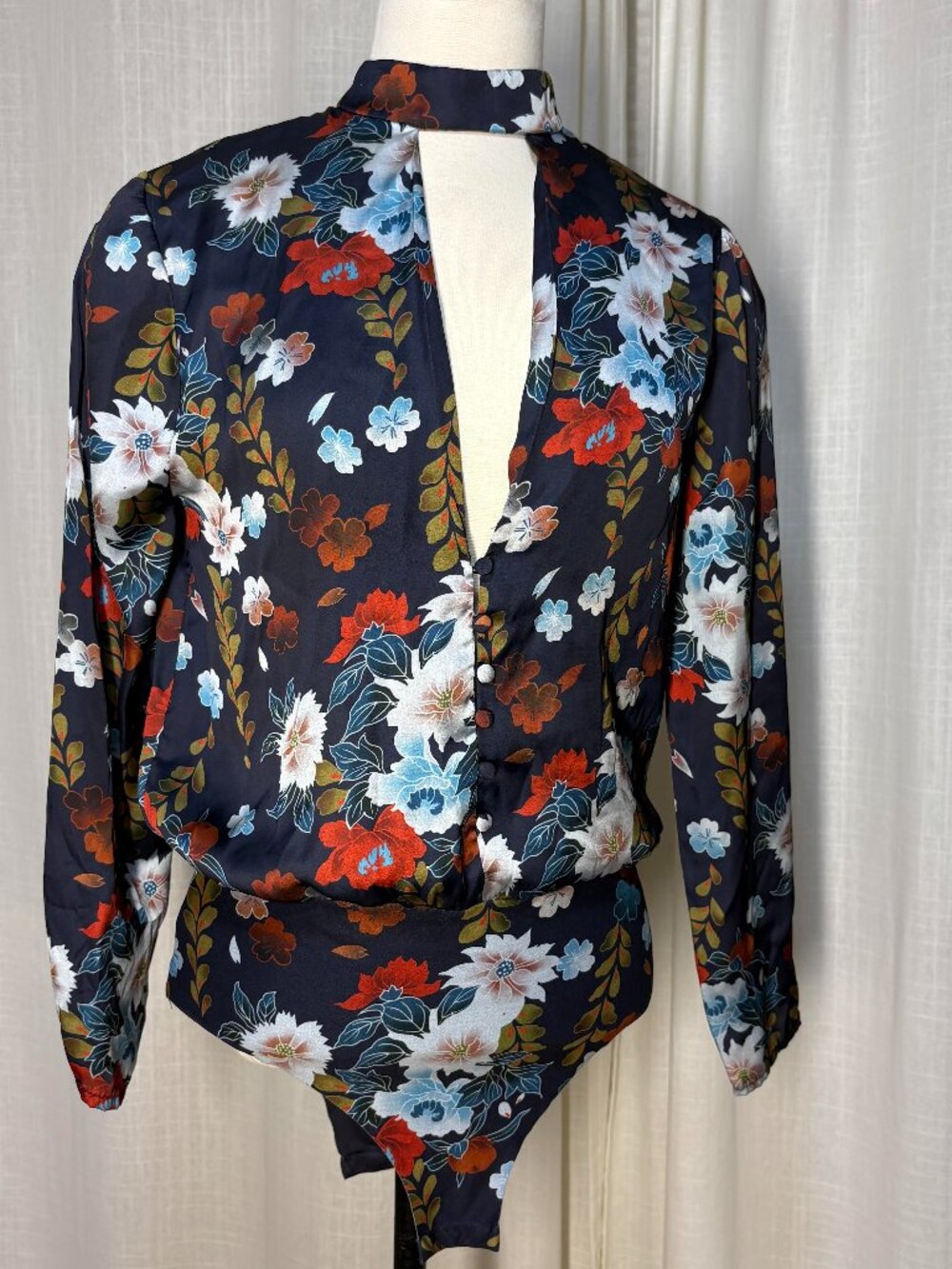 Zara Silky "Tucked-in" Blouse with Halter Neck & Deep-V - BODYSUIT
